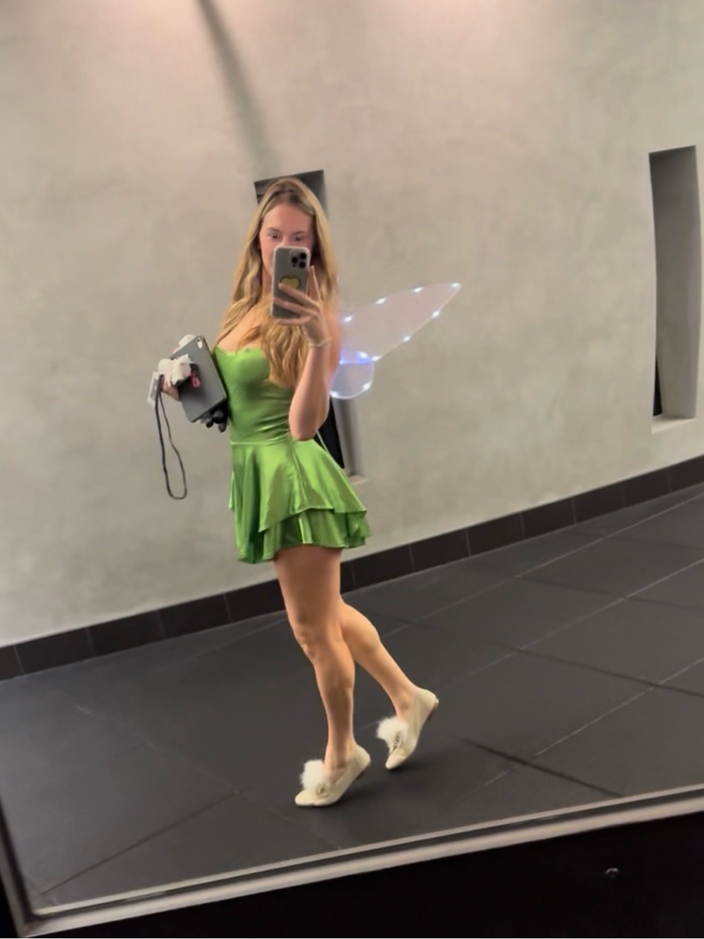 Green Satin Fit & Flare Mini Dress